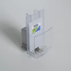 Pushfeed with 56mm front stop and labelholder, width 51mm, height 80mm, depth 35mm, light gray