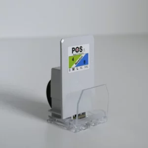 Pushfeed with 35mm front stop, width 40mm, height 70mm, depth 25mm, light gray